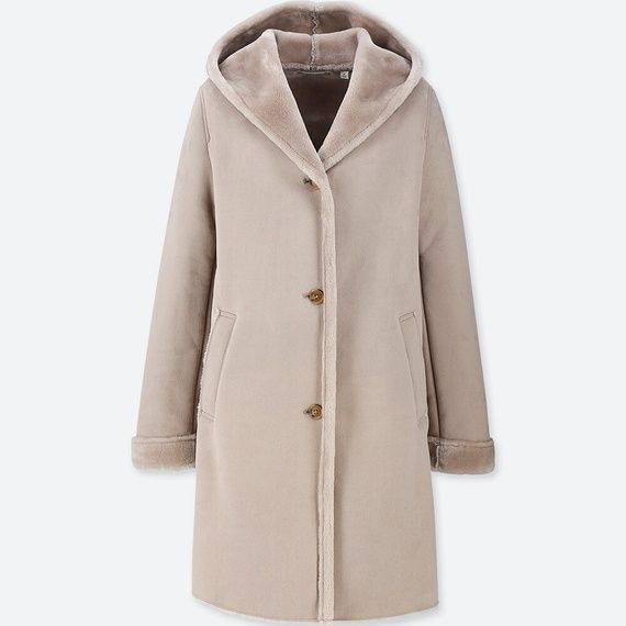UNIQLO ムートンタッチフーデットコート XS ユニクロのムートンタッチフーデットコートを試着してみました : 手