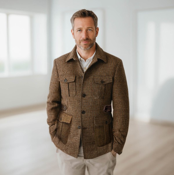 ハリスツイードで軽やかに纏うCORDINGSサファリジャケット : NATORIYA