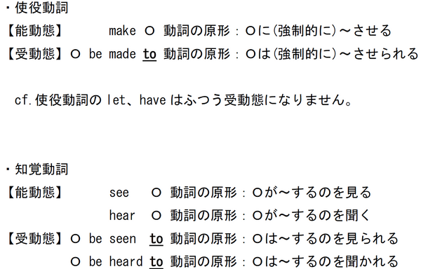 使役動詞 知覚動詞の受動態でtoが付く理由 第5文型 なぜ で覚える英文法 使役動詞 知覚動詞の受動態でtoが付く理由 第5文型 なぜ で覚える英文法