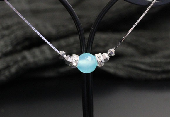 極細スエッジ-ビーディングチェーンの一粒ネックレス : NEO BEADS