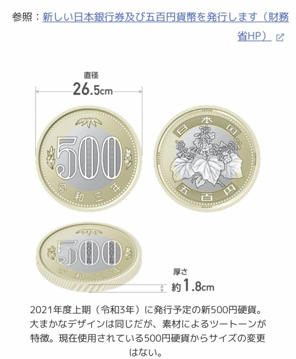 速報 新500円玉 お財布に入らない ぶろにゅー