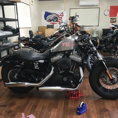2013年式XL1200Xのタンク交換！ハンドペイントロゴ②完成編