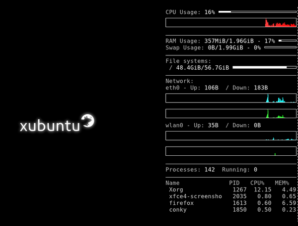 Conkyでデスクトップにステータスを表示する Netbuffalo