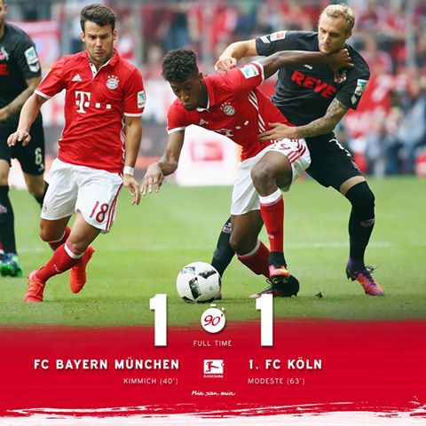 第6節 バイエルン・ミュンヘン vs 1.FC.ケルン 2016.10.1 15：30KO