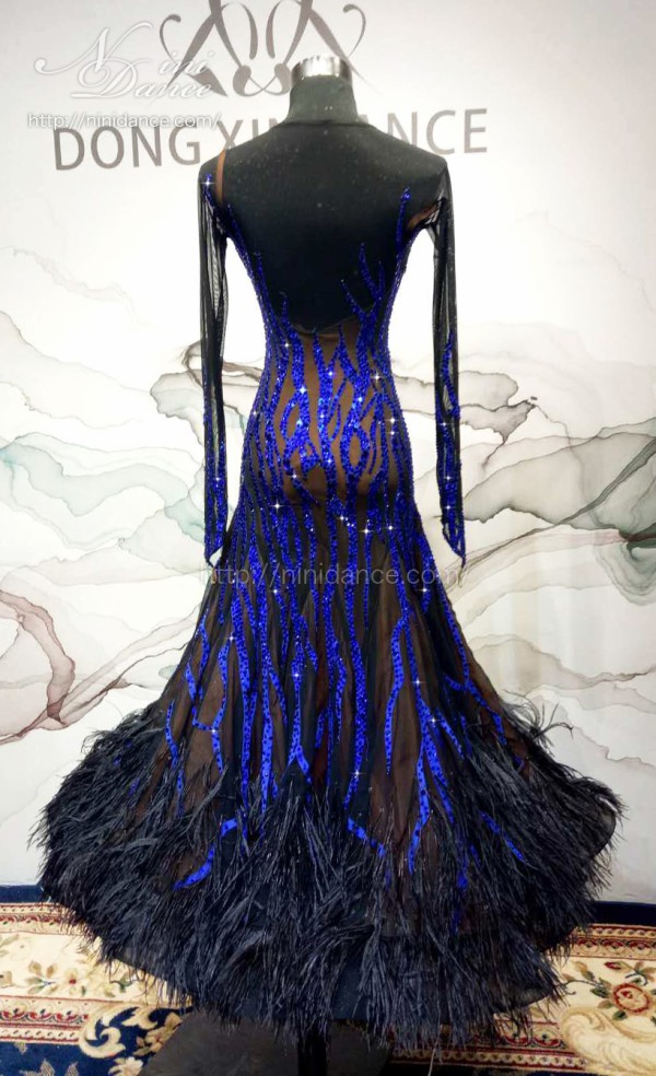 ヌーディーブラック&ブルー ラグジュアリーダンスドレス (スタンダード) 22e37951.jpg