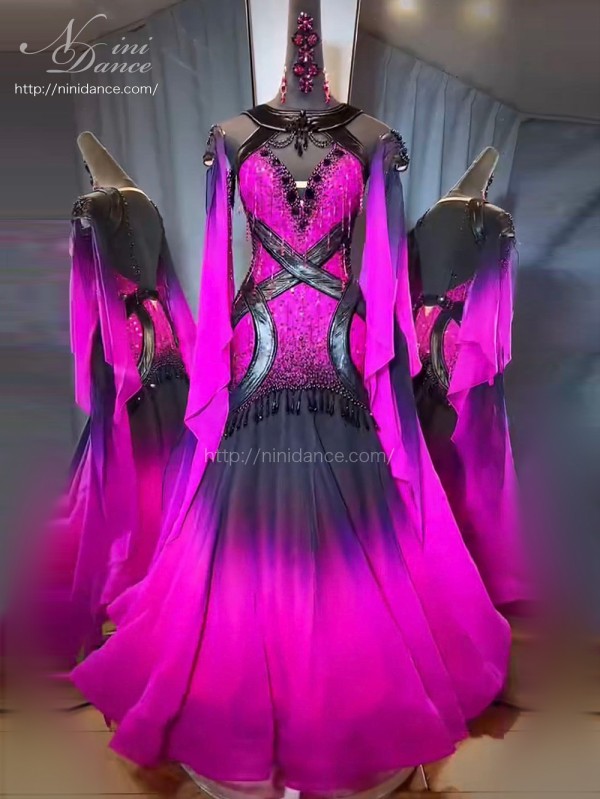 社交ダンス用　スタンダードドレス 黒とピンク 社交ダンス用 スタンダードドレス 黒とピンク スタンダードドレス