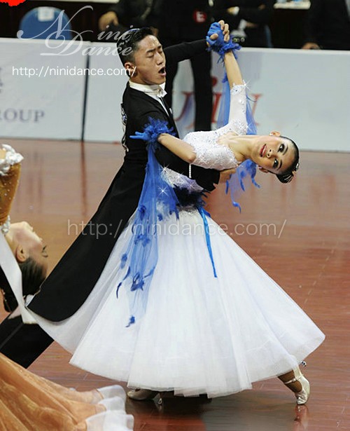 D201フロート2種類と珍しい青羽根使用の白いモダンドレス : 社交ダンス ...
