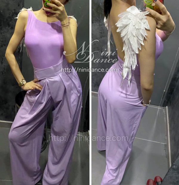 羽根付きホワイトドレス T046天使の羽根付き多色展開レオタード : 社交ダンスウェアNiniDance