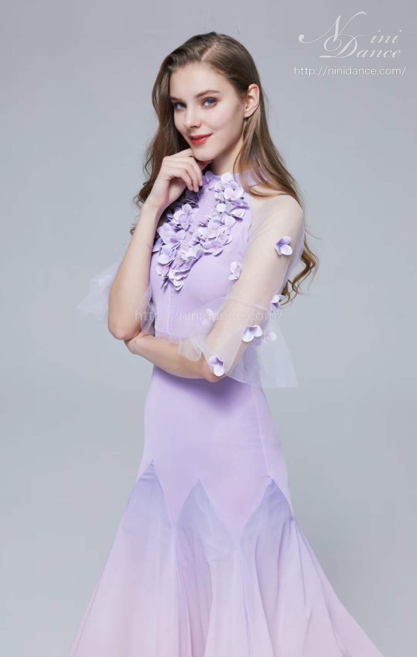 SP127花びらに淡い色グラデーションのモダンドレス(2色) : 社交ダンス