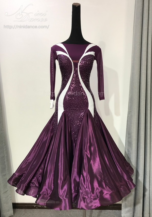 アオイプロデュース製 紫 社交ダンス スタンダードドレス 中古 競技 デモ アオイプロデュース製 紫 社交ダンス スタンダードドレス 中古 競技 デモ