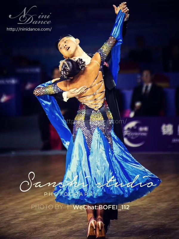 高級ラインストーン】新品 社交ダンス デザインカットソー黒r294