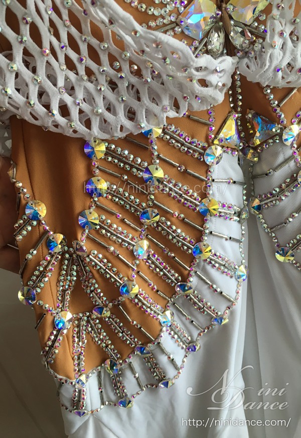 DA064プロ世界ファイナリストのデモ用白いモダンドレス : 社交ダンス