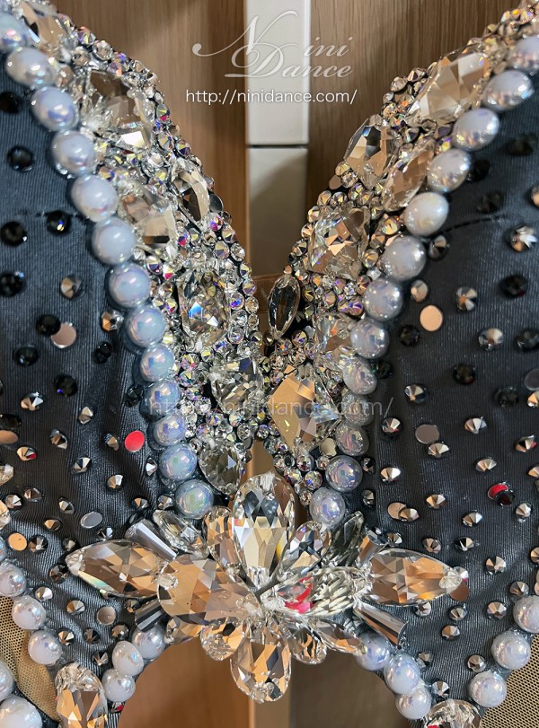 スタンダードドレス✨ストーン付きエレガントデザイン！競技会やデモでも主役級✨ スタンダードドレス WS0689D ホワイト/シュガーピンク S 社交ダンス