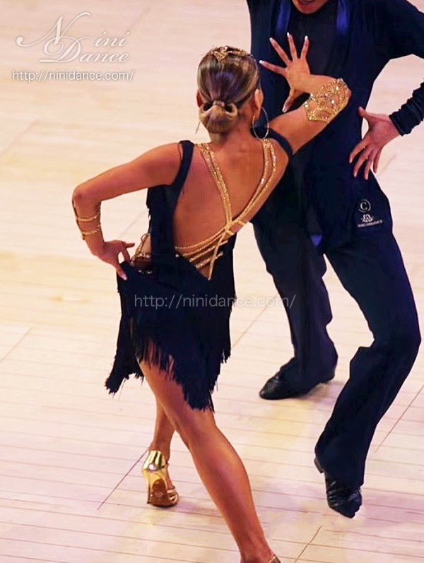 DA119高級ブランドVESA製ネイビー＆金のラテンドレス : 社交ダンス