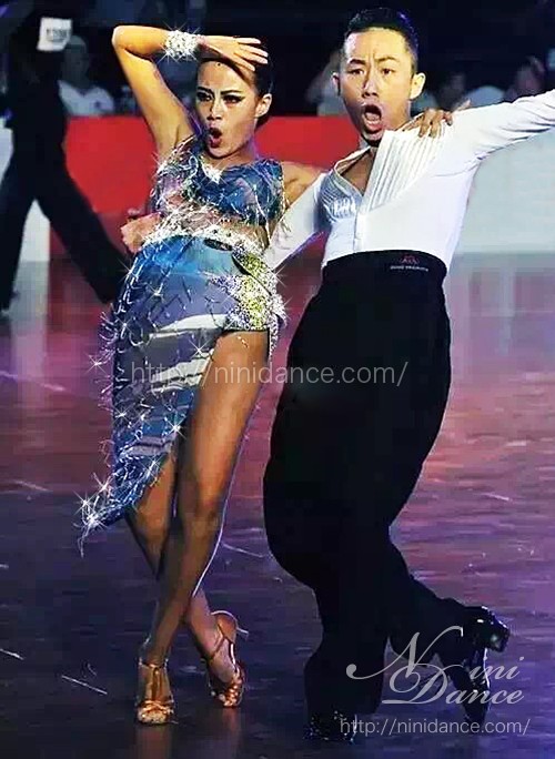 社交ダンス用豪華石装飾ラテンドレス