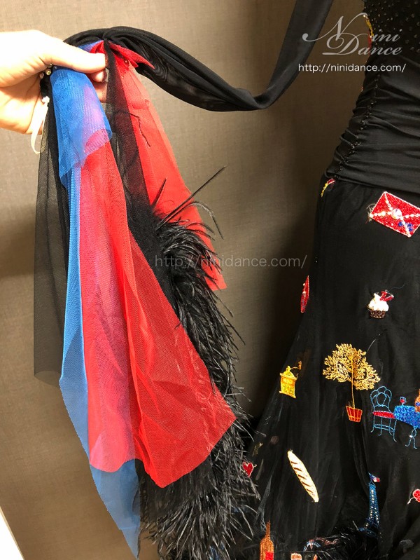 D792エダスー社製の美しい刺繍で魅せる黒モダンドレス : 社交