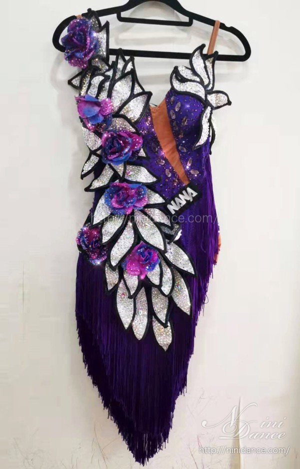 新品社交ダンス用ドレス 紫ラテンドレスSサイズ8281/01 kvxawTc0Ia 