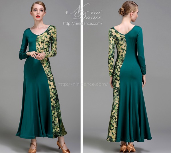 SP121百合花柄のアシンメトリーなモダンドレス（2色） : 社交