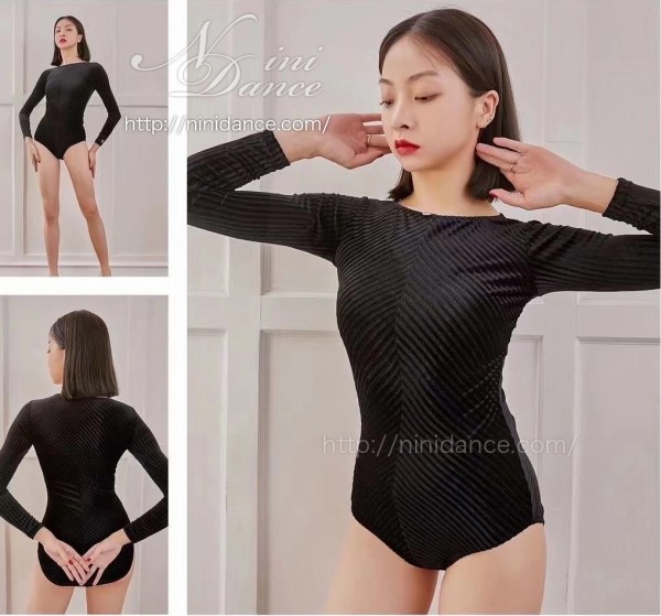 T056美しい光沢感持つ薄型ストレッチベロアのレオタード : 社交ダンス
