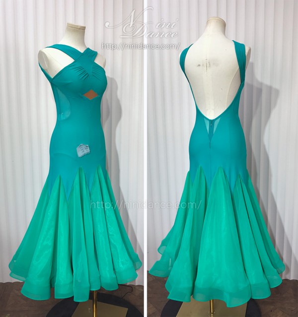 新品未使用DanceQueen青色ベージュレッスンウェア 8356_1.jpg