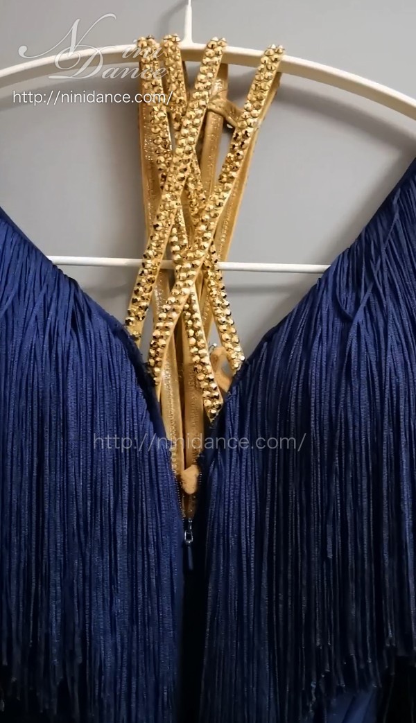 DA119高級ブランドVESA製ネイビー＆金のラテンドレス : 社交ダンス