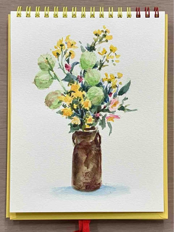 フウセントウワタ　水彩画 フウセントウワタと菊 水彩で描きました : 西滝直人 アトリエ日記