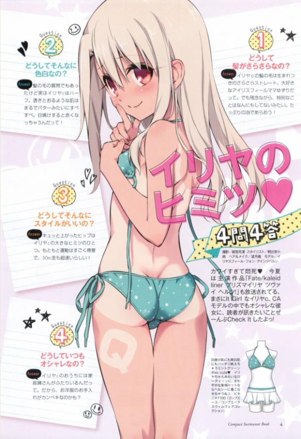 Fate Kaleid Liner プリズマ イリヤ 日焼けで水着脱ぎかけの イリヤのヒミツ4問4答 イラストが可愛すぎる にわか速報