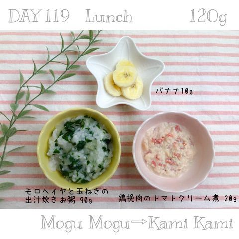 献立 Day119 モグモグ期 カミカミ期 のんすけ おちびのおいしいくらし 離乳食 幼児食