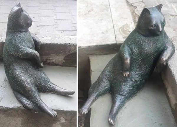 Beloved neighborhood cat honored with statue in his likeness