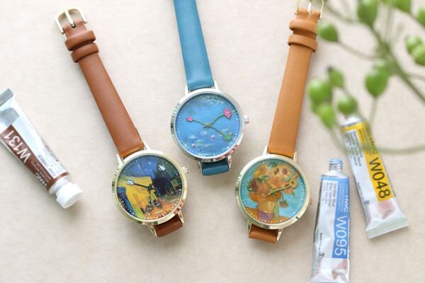 2024年9月新作】ブルーブルーエの人気絵画ウォッチのラウンド型にモネ