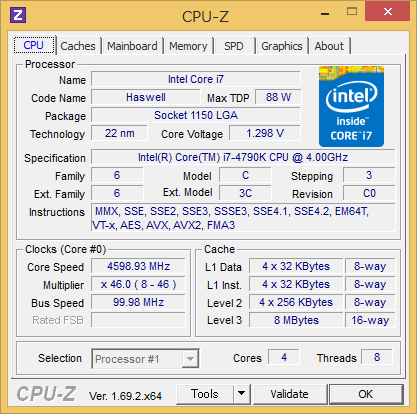 BTO】Intel Core i7-4790K 4.6GHzのパフォーマンスをチェック