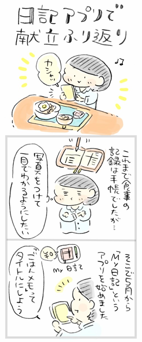 自炊のコツ 日記アプリで献立の振り返り おづまりこの ゆるり より道ひとり暮らし 旧 おひとりさまのあったか1ヶ月食費2万円生活