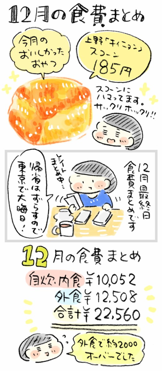 まとめ 12月の食費合計と振り返り おいしかったおやつ おづまりこの ゆるり より道ひとり暮らし 旧 おひとりさまのあったか1ヶ月食費2万円生活