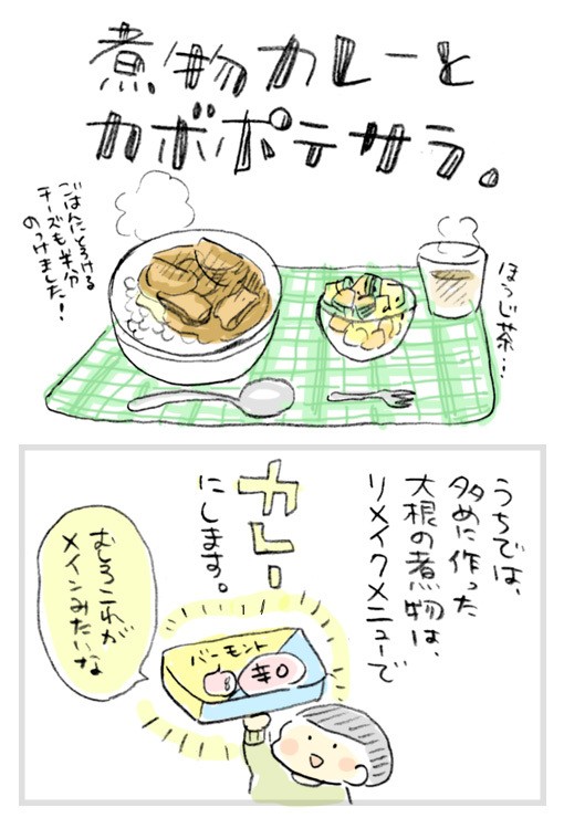 厚揚げと大根の煮物を カレーにリメイク おづまりこの ゆるり より道ひとり暮らし 旧 おひとりさまのあったか1ヶ月食費2万円生活