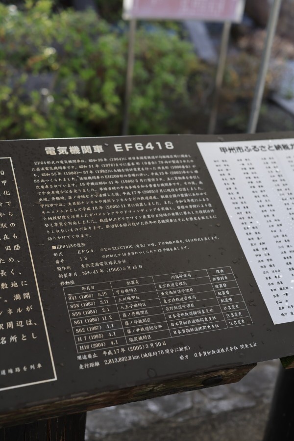 勝沼ぶどう郷駅前甚六公園のEF64 18 ～保存機めぐりは【晴れ漢】に任せ