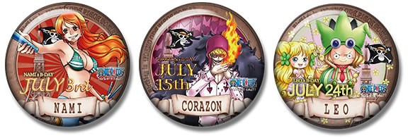 麦わらストア 東京ワンピースタワー店 7月のバースデイ缶バッジは ナミ コラソン レオ の３種 ワンピースフィギュア Pop 予約 新作速報