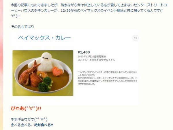 弾丸誕生日イン ベイマックスの新メニュー エヴァカレー 手羽カレー おばさんと小学生の内緒のディズニー