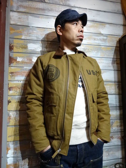 New！ FREEWHEELERS NAVY FLYING JACKET TYPE-37J1 RED BEIGE : ＯＬＤ ＳＴＡＮＤ ＵＰ  ”奮いたて！”