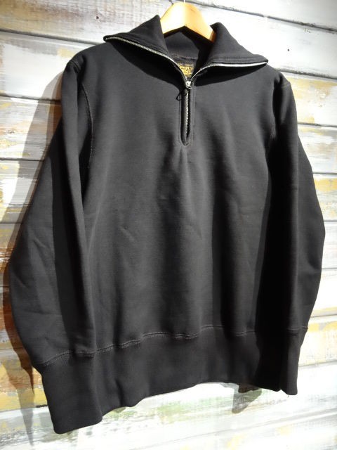 New！FREEWHEELERS ”QUARTER ZIP SWEAT SHIRTS” BLACK : OLD