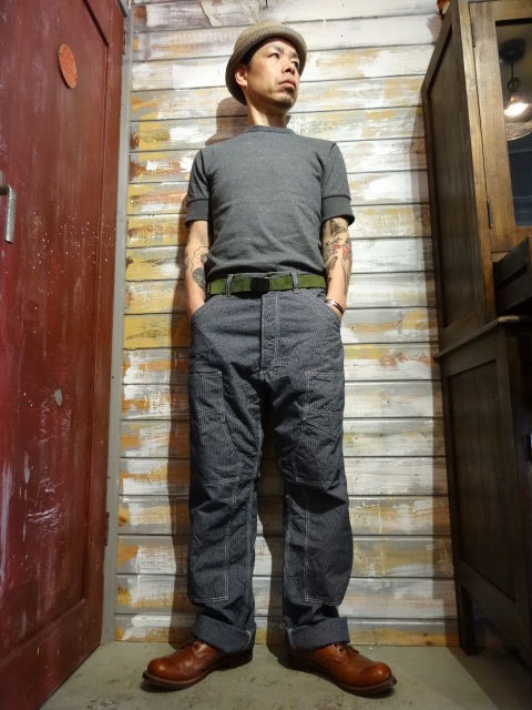 New！ FREEWHEELERS ”DERRICKMAN OVERALLS” （INDIGO PINSTRIPE