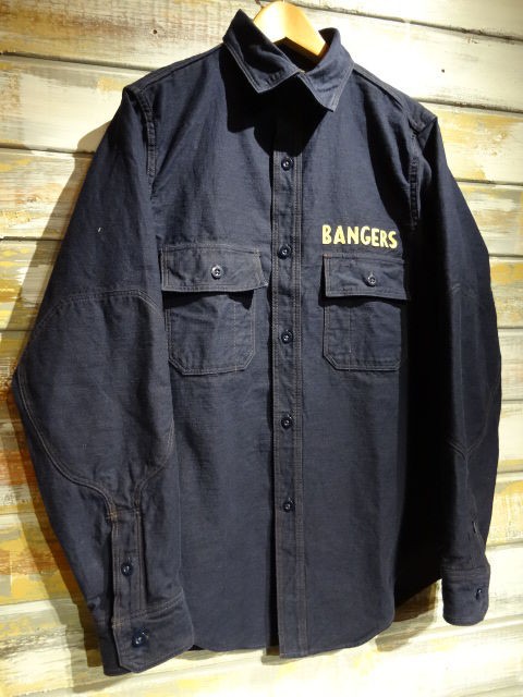 フリーホイーラーズ M1916 SHIRT Bangers Gow Job New！ FREEWHEELRS ”Bangers Gow Job” M1916 SHIRTS NAVY : OLD