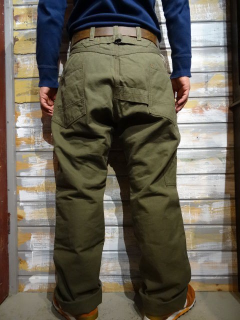 フリーホイーラーズ オリーブ色 コットンオーバーオール New！ FREEWHEELERS ”DERRICKMAN” OVERALLS OLIVE : OLD STAND