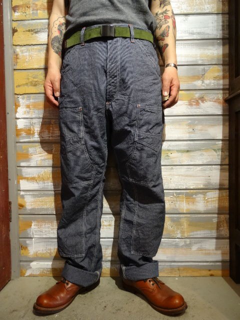 New！ FREEWHEELERS ”DERRICKMAN OVERALLS” （INDIGO PINSTRIPE