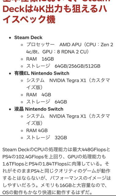 新型携帯型ゲーム機 Steam Deck とswitchの性能比較した結果 ネトゲ攻略速報