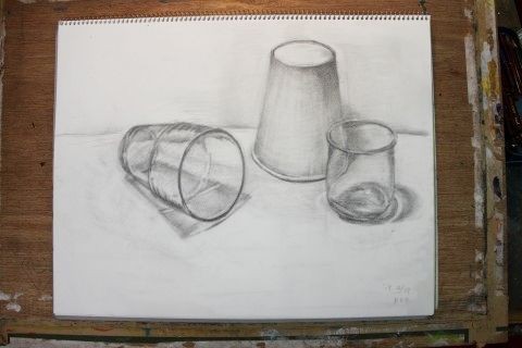 ガラスコップ 紙コップ プラスチックカップ 12 17鉛筆デッサン 基礎コース 絵画教室 ｏｚ