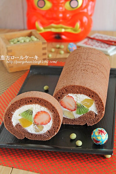 恵方巻きフルーツロールケーキ☆持ち寄り羊毛フェルト教室 恵方巻きフルーツロールケーキ☆持ち寄り羊毛フェルト教室