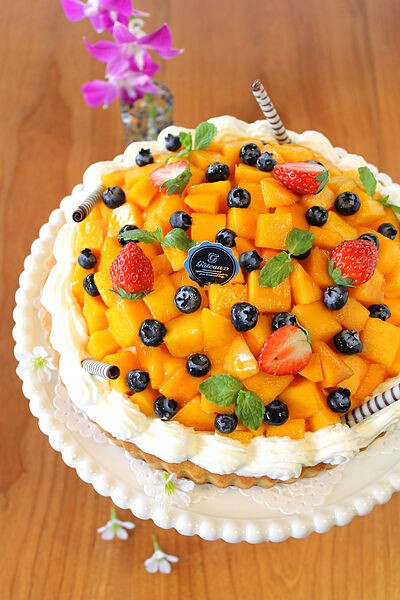 マンゴーとブルーベリーのココナッツタルト☆ : ぱおの簡単おうち