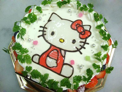 イラストケーキ キティちゃん 誕生日 記念日用にオーダーできるデコレーションケーキ