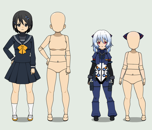 Export素材 キャラをポーズ人形風にする服 Kisekae Tips 1001