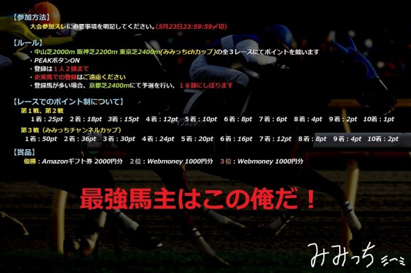 ウイニングポスト８ みみっちチャンネルカップ 結果発表 みみっちの頭皮を現実逃避